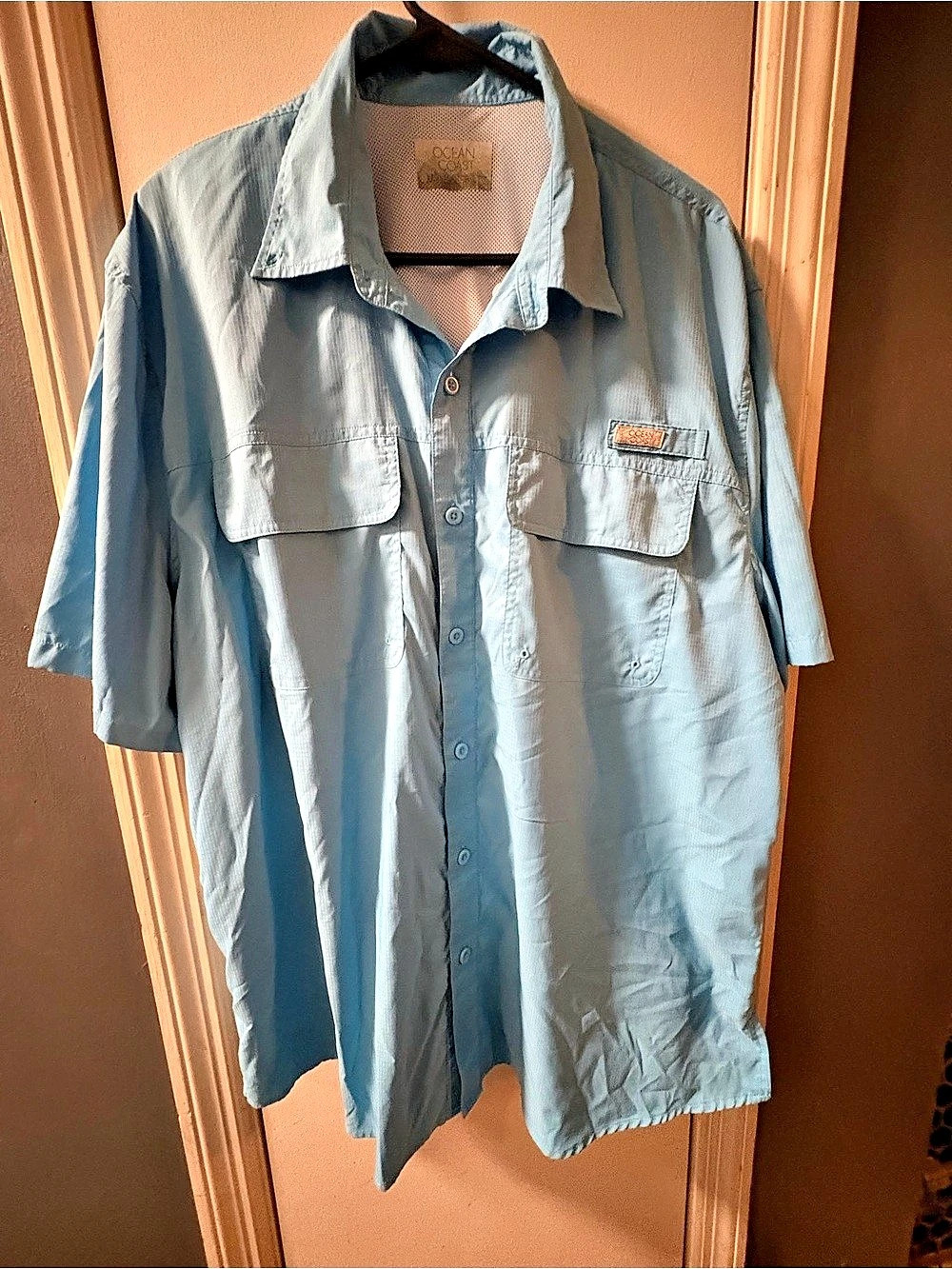 Ocean Coast Ocean Advantage Short Sleeve Fishing Shirt Blue size XL